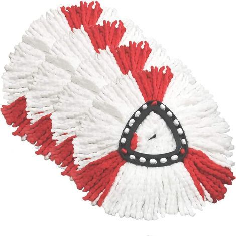 Juego de 4 cabezales de fregona SUPERFA compatibles con el cabezal de repuesto para la fregona Turbo 2 en 1 de Vileda, de microfibra, en color rojo y blanco. (1/5)