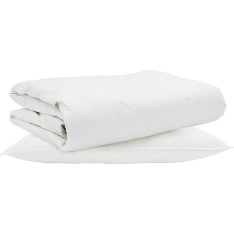 Duvet d'été simple avec oreiller 2 pcs Blanc Plume de canard (1/5)