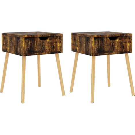 Conjunto de 2 mesitas de noche con cajón 40 x 40 x 56 cm madera contrachapada marrón DEC035126
