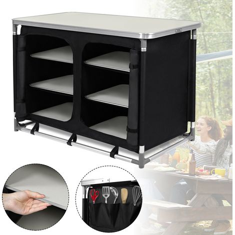 AUFUN Cuisine de Camping, Armoire de Camping Pliable avec Cadre en Aluminium (100x 50x 80 cm) (1/5)