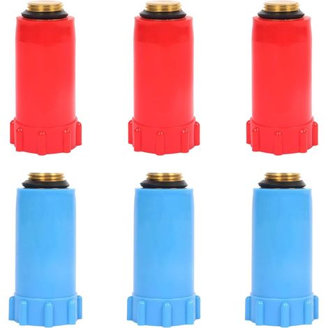 Bouchons de Construction 1/2" 6 Pièces Rouge et Bleu Bouchon Tuyau Plomberie,Bouchon Tuyauterie,avec Filetage en Laiton et Joint à Anneau Zéro,pour Installation de Conduite d'eau (1/5)