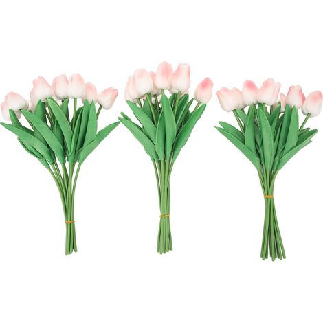 30 künstliche Tulpen, handgefertigt und innovativ, aus PU-Material, für Heim-, Hochzeits- und Partydekoration, Pfirsichrosa (1/5)