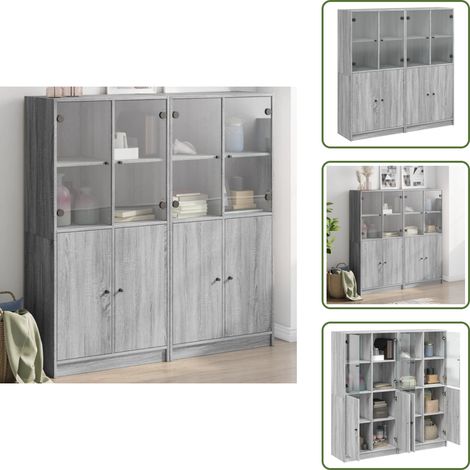 The Living Store Bibliothèque avec portes sonoma gris 136x37x142 cm - Rangement livres (1/5)