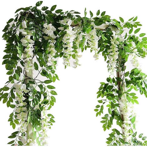 Guirlande Fleur Artificielle - Glycine Artificielle 2 m - Pour Décoration Intérieure Extérieure Mariage Jardin - 2 Pièces (1/5)