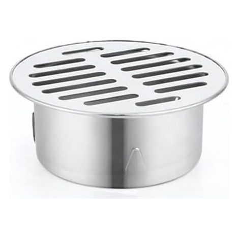Siphon de sol rond en acier inoxydable, grille en acier métallique pour douche, filtre anti-colmatage, balcon extérieur, cour, outils ménagers (83 mm) (1/5)