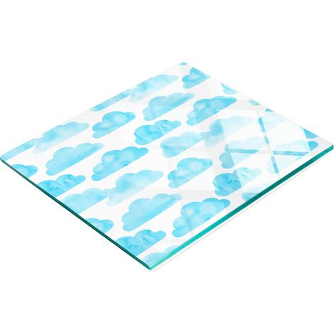 Tableau décoratif de cuisine multifonctionnel en verre trempé, motif nuages, 60 x 52 cm (1/5)