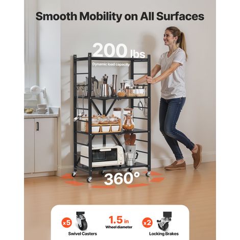 Étagère Pliante Mobile - 4 Niveaux - Étagère Pliante à Roulettes (1/5)