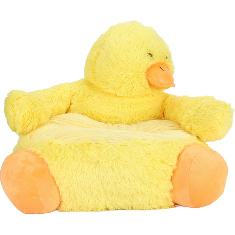 Coussin de siège en peluche PP coton lavable mignon dessin animé canard chaise de sol avec dossier pour chambre d'enfant balcon bureau jaune (1/5)