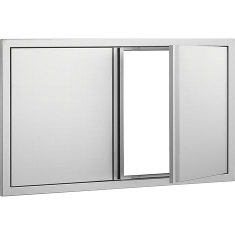Mophorn Porta di accesso al barbecue, 914x534mm Doppia porta per cucina esterna, in acciaio inox, porta verticale a parete con maniglie incassate,per isola barbecue,stazione di cottura,mobile esterno (1/5)