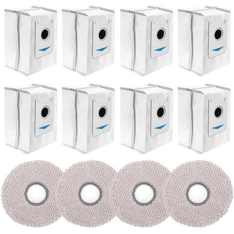 FENOPLASTICALot de 12 sacs à poussière de rechange pour aspirateurs robot Ecovacs Deebot X2 Omni / X2 / X2 Pro / DEX86-8 sacs à poussière et 4 chiffons de nettoyage (1/5)