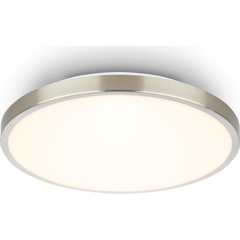 Plafonnier LED avec panneau décoratif, lumière blanche chaude, 10W, 1200lm, salon, chambre, luminaire plafonnier, 24 x 6 cm, nickel mat (1/5)