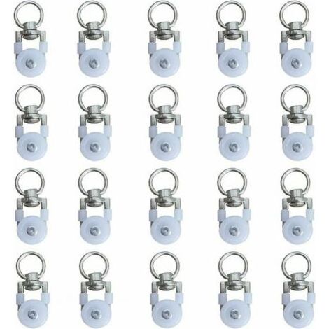20 Stück Gardinenschienenrollen, Schienenrollen, Gardinenstangengleiter, geräuschlose Rollen, Doppelschienen-Fenstergardinenschienenrollen (1/5)