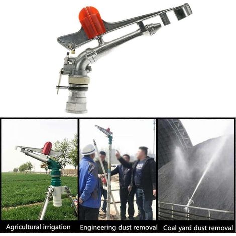 Irrigatore a impulsi regolabile 360° – Testa irrigatrice a impulsi per ampie superfici – Altezza 2 pollici – In lega resistente E8N7
