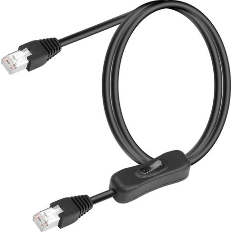 Câble Ethernet Cat6 de 1m avec interrupteur marche/arrêt 304, cordon réseau Internet RJ45 mâle vers mâle, haut débit, compatible avec PC, ordinateur portable, routeur, commutateur (1/5)