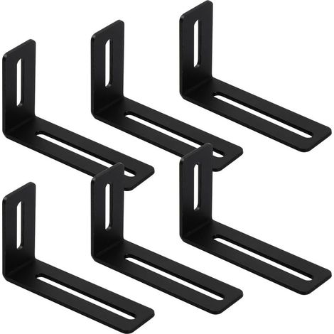 6 Pièces Equerre Metal de Fixation, Support d'angle Réglable 2 Fentes, Connecteur d'angle en Métal à 90 Degrés, Support de Coin Forme L, Equerre Fixation, Equerre Metal Noir Fixation de (1/5)