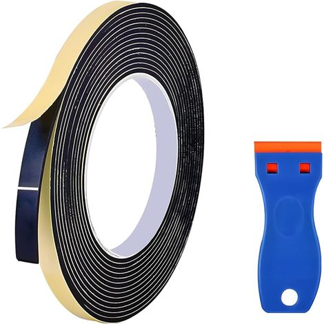 Joint Fenetre Isolation Anti Froid, Ruban D'étanchéité Joint Mousse Adhésive Autocollante Ruban Adhésif en Mousse EVA avec Grattoir Isoler du Bruit et Anti-intempéries (Noir)