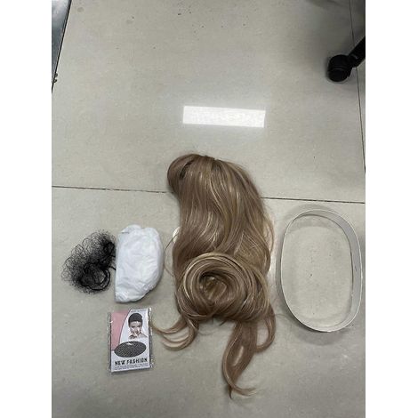 26 Zoll lange Damen-Lockenperücke mit Pony, sexy gestufte Wellenperücke mit Haarnetz, realistische Hitzebeständigkeit