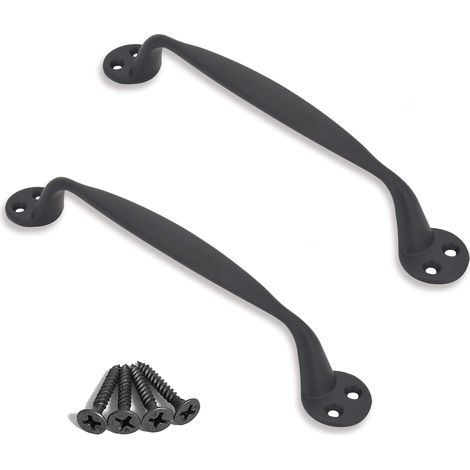 Lot de 2 poignées de porte antiques pour porte de grange, porte de jardin, remise (B) (1/4)