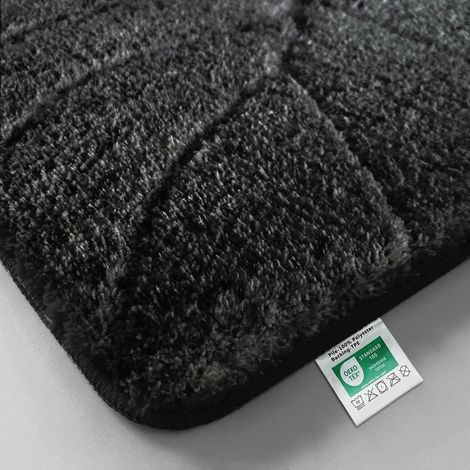 Tapis de bain Maris Tapis de bain moelleux avec structure en feuilles Noir 40 x 60 cm