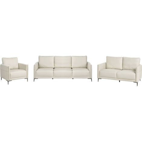 6 Seater Living Room Set Light Beige Fabric Upholstered Modern Style Metal Legs Minimalistic CILENS (1/5)
