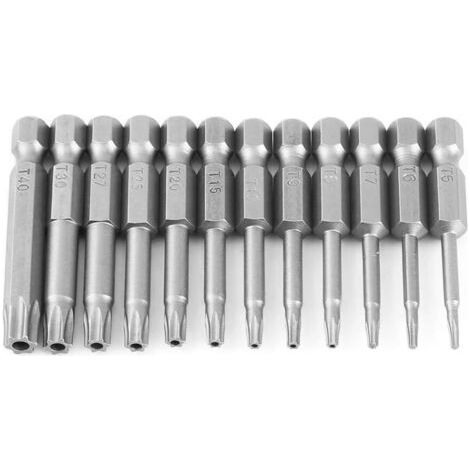 Jeu de 12 tournevis torx creux à manche hexagonal 1/4 avec manche hexagonal