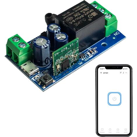 Interrupteur Intelligent WIFI 1 canal, DC 5V 12V 24V 36V Contact Sec Module Relais, Contrôle WIFI compatible avec Google Home, commutateur Inching/autobloquant (1/5)