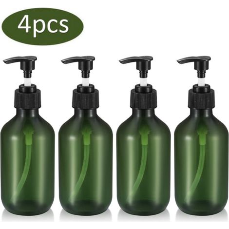 Set mit vier Pumpflaschen – 300 ml – Seifenpumpe – Seifenspender – Nachfüllbare Flasche für Shampoo und Duschgel – PET-Kunststoff – AquaForge (1/5)