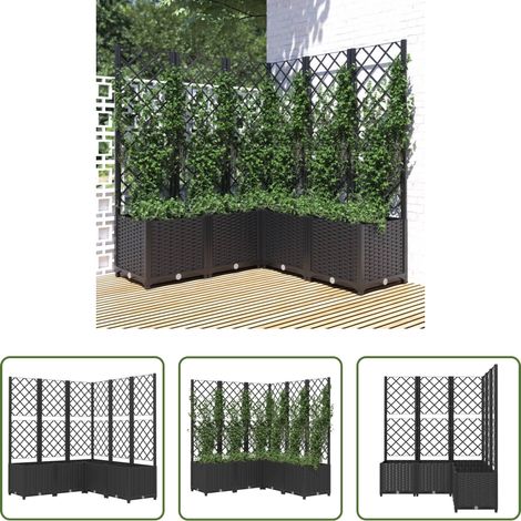 Rankgitter -  Pflanzkübel mit Spalier Schwarz 120x120x136 cm PP (1/5)
