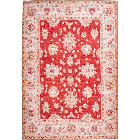 Tapis Tissé Imprimé Oriental "Fayo" Rouge 110 x 180 cm