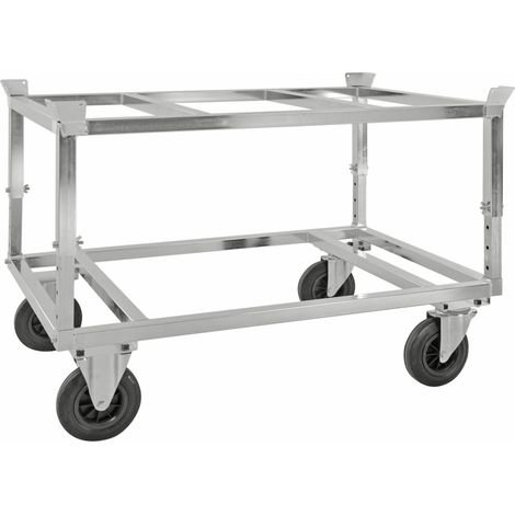 Kongamek Palettenwagen verzinkt und verschweißt, höhenverstellbar 700mm hoch mit Bremse für Paletten 1200x800mm (1/2)