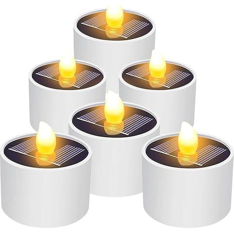 Flameless LED Candles Rechargeable Solar Flickering Waterproof Tea Light for Garden, Wedding, Party, Christmas Decoration (1/5)
