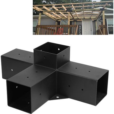 Soporte para pérgola galvanizado, con recubrimiento de polvo y completamente ensamblado, para postes de madera de 4 lados con un diámetro interior de 9,25 cm y 30 tornillos.