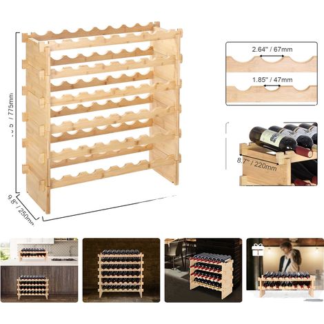 Bodega para vino, diseño modular apilable, capacidad para 48 botellas, 48 botellas (1/2)