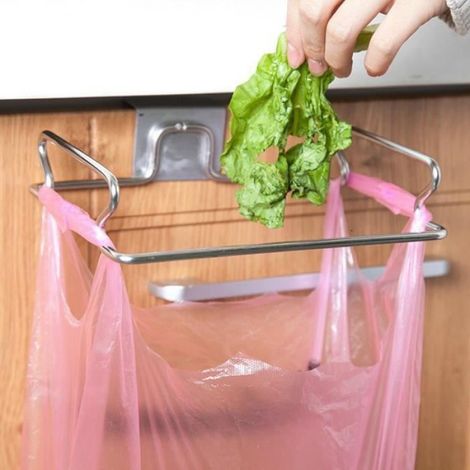 Porte-poubelle Porte en acier inoxydable porte arrière de cuisine poubelle porte-sac support de support suspendu HB042 -LSS (1/4)