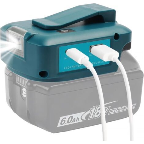 Pair Convertisseur de lumière de travail pour adaptateur de batterie de source d'alimentation Adp05 pour batterie Makita 14,4v et 18v（Adaptateur Seulement） (1/4)