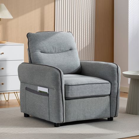 Einsitzer-Sofa, Wohnzimmersofa aus ägyptischem Samt, Seitentasche, 80 x 81 x 90 cm, grau