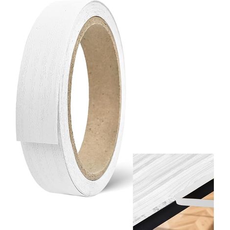 Bande de Chant 20mm x 10m Blanc Grain de Bois Finition Mate Bande de Chant pour Meubles, Étagères et Projets DIY (1/5)