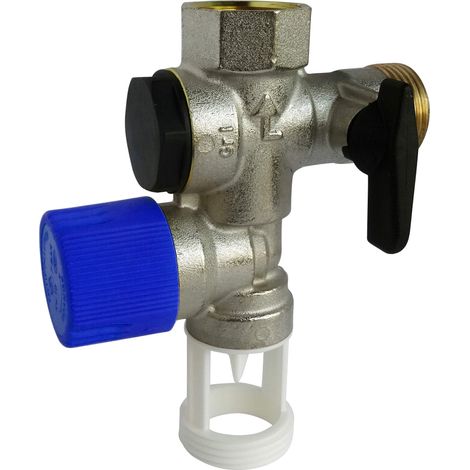 SOMATHERM FOR YOU - Gruppo di sicurezza in ottone NC 20/27 (3/4 '') con una guardia d'aria dritto. Corpo di sicurezza obbligatoria per scaldabagni, Grigio (1/5)