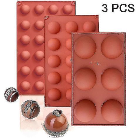Moule en silicone demi-sphère, moules à chocolat en silicone, lot de 3 pour la pâtisserie (1/5)