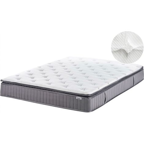 Matelas à Ressorts Ensachés Double 180 x 200 cm avec Poignées Mémoire de Forme Rembourrage Rafraichissant Housse Amovible Moyennement Ferme Pleasant (1/5)