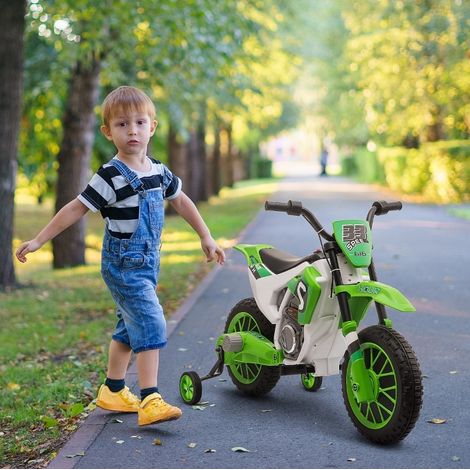 Moto elettrica per bambini dai 3 anni, 12 V, verde e bianca, 45 min, FloraGrace (1/5)
