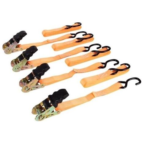 SANGLE D'ARRIMAGE AVEC TENDEUR A CLIQUET 500 kg - 25 mm x 5 m - 4 pcs ARAT2554 RI8812 (1/4)