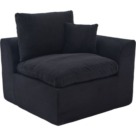 ELVMI Poltrona con Cuscini Schienale, Seduta Confortevole in Velluto a Coste, Nero, 101 × 102,5 × 84 cm (1/5)