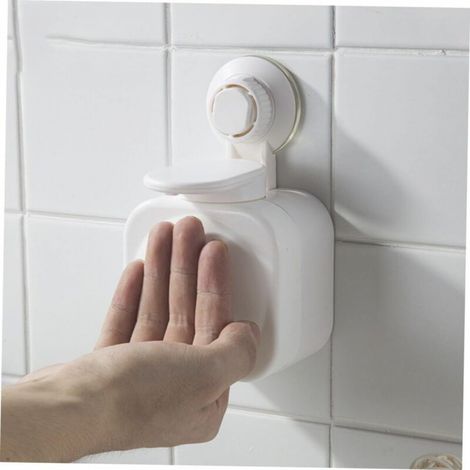 Distributeur de savon mural rechargeable à ventouse sans perçage pour salle de bain ou cuisine (blanc) (1/5)