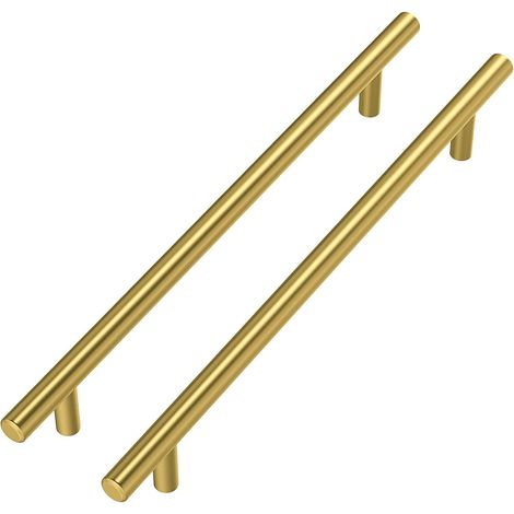 goldenwarm Lot de 10 Poignée Dorée Poignée Placard Laiton Poignee de Meuble Cuisine Dore -LS201GD192 Laiton Brossé Poignée Placard Cuisine Doree en Acier Inoxydable Entraxe 160mm (1/5)
