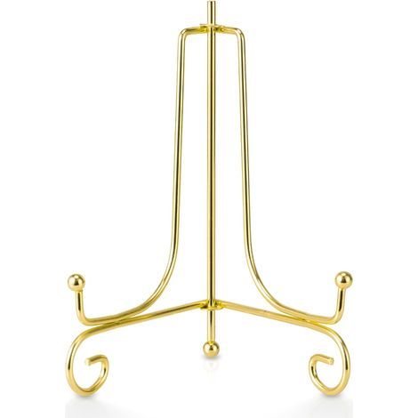 Set of 2 Gold Metal Easel Plate Holders Decorative Display Stands for Photos, Picture Frames, Cookbooks, Decorative Plates, Paintings and Artwork, 6 inches (1/5)