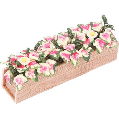 Pot de fleurs rectangulaire miniature décoratif aux couleurs vives pour maison de poupée (échelle 1:12) (1/5)