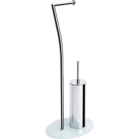 Porte-rouleau de toilette avec brosse de toilette en métal et verre