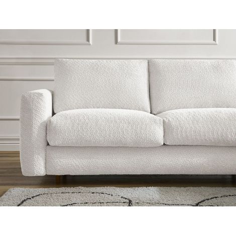 BOBOCHIC - Canapé droit convertible NOUVEAU COCOONE ouverture express tissu bouclette 160x200 Blanc (1/5)