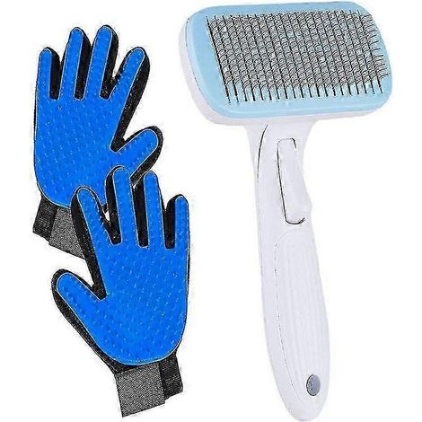 Gant de toilettage pour chat, gant de démêlage pour animaux avec brosse autonettoyante, outil de massage pour enlever les poils d'animaux (1/5)